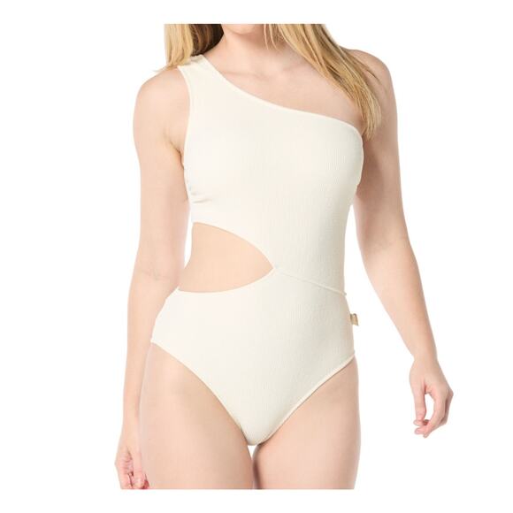 Michael Michael Kors  One-Shoulder Side-Cutout Swimsuit - Ivory SIZE 14 NWT - Picture 1 of 1